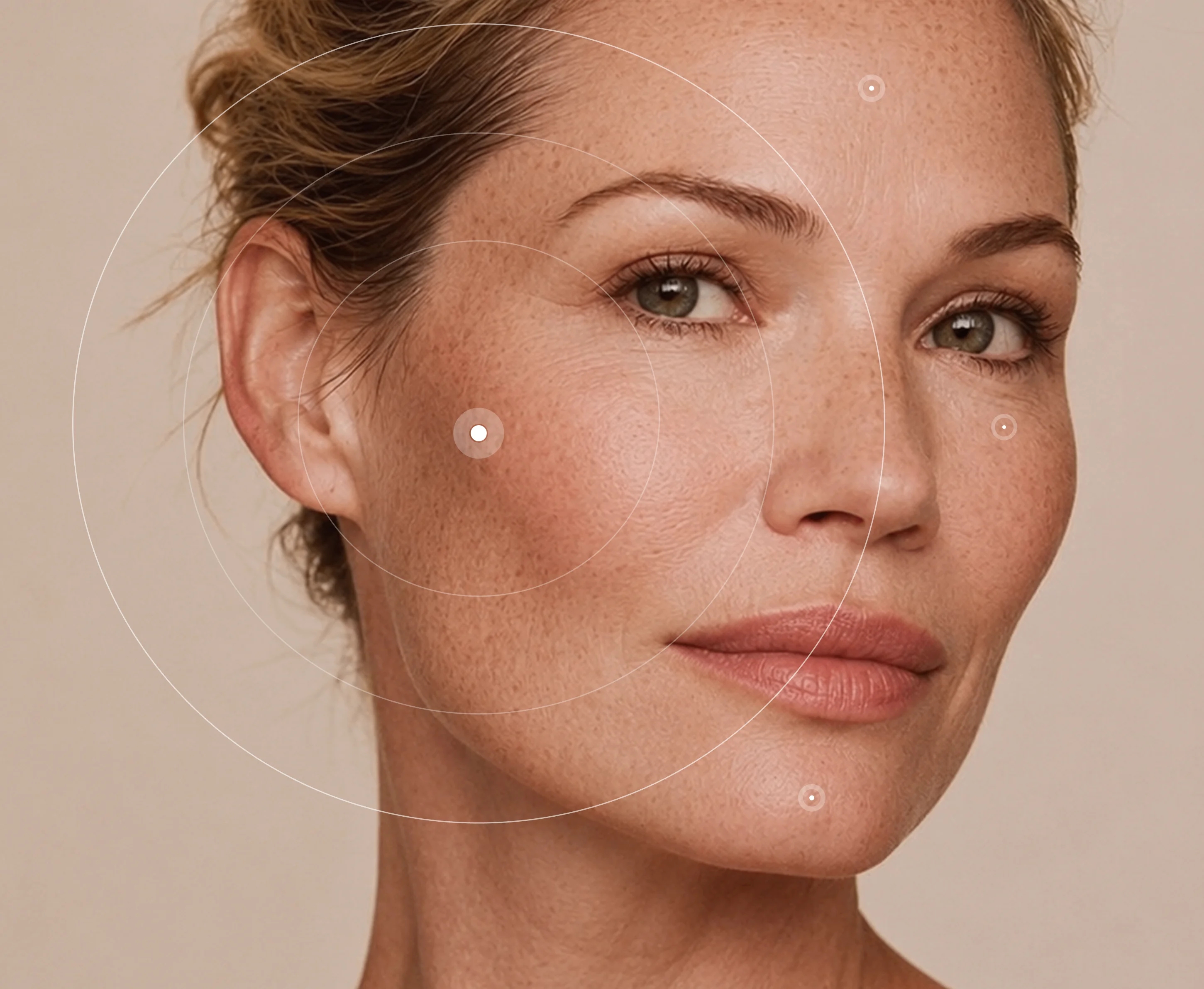 Interactive treatment finder showing selectable facial treatment area